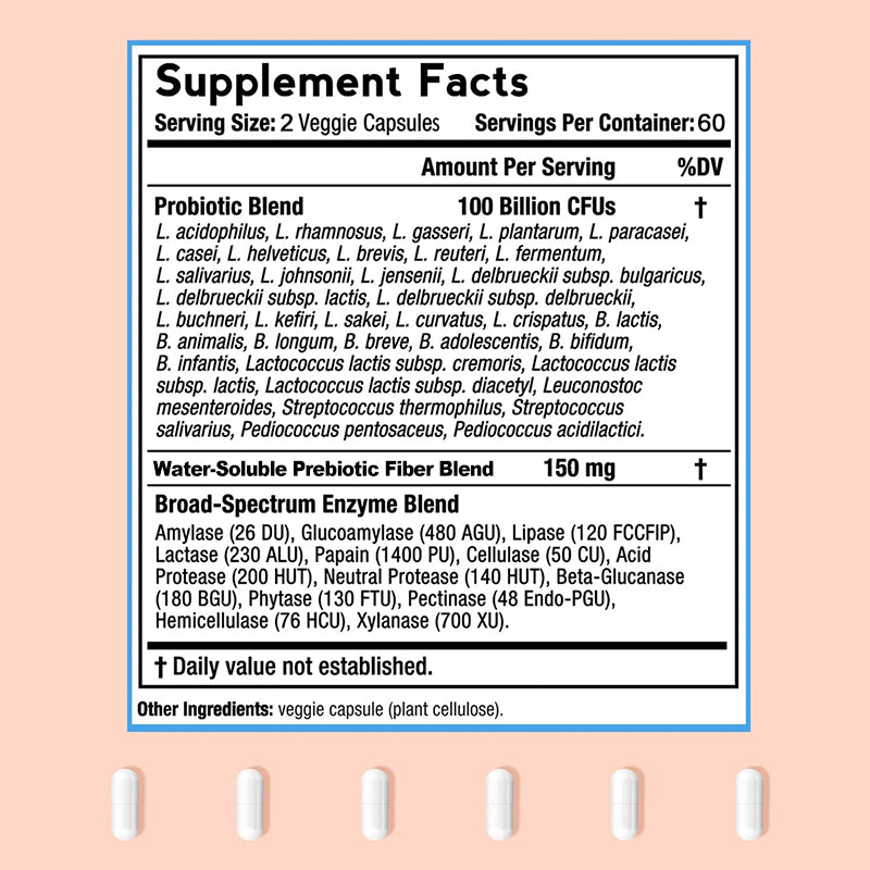 Pslalae Probiotics 100 Billion CFU โ Daily Probiotic Supplement | 120