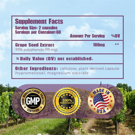 Pslalae Grape Seed Extract Capsules – 100 mg | 30 60 120