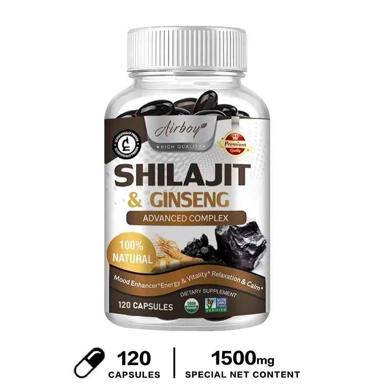Airboy Shilajit & Korean Red Ginseng Capsules Daily Dietary Supplement | 30 60 120