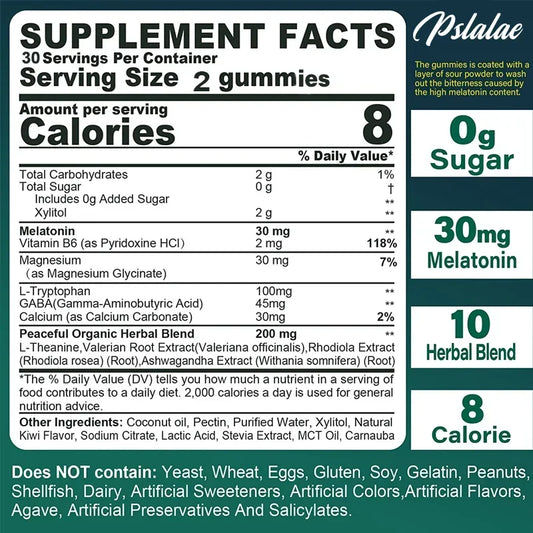 Pslalae Melatonin Gummies Dietary Supplement | 30 60 100
