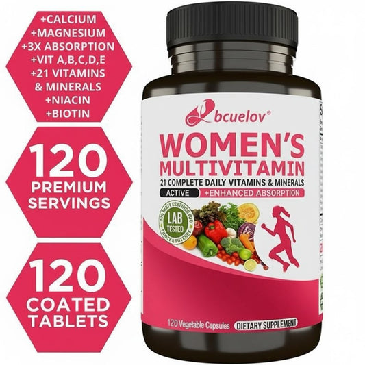 Bcuelov Women's Multivitamin Multimineral Supplement - Magnesium Biotin Calcium Zinc Selenium | 30 60 120