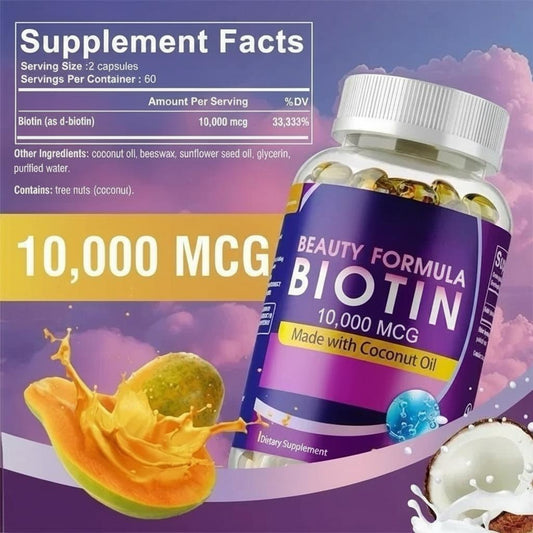 Pslalae Biotin – 10,000 mcg Dietary Supplement Suitable for Men and Women | 120