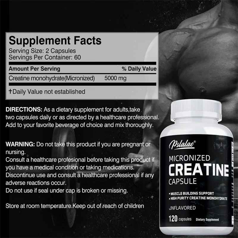 Pslalae Creatine Monohydrate Powder  Enhance Athletic Performance Non-GMO | 30 60 120
