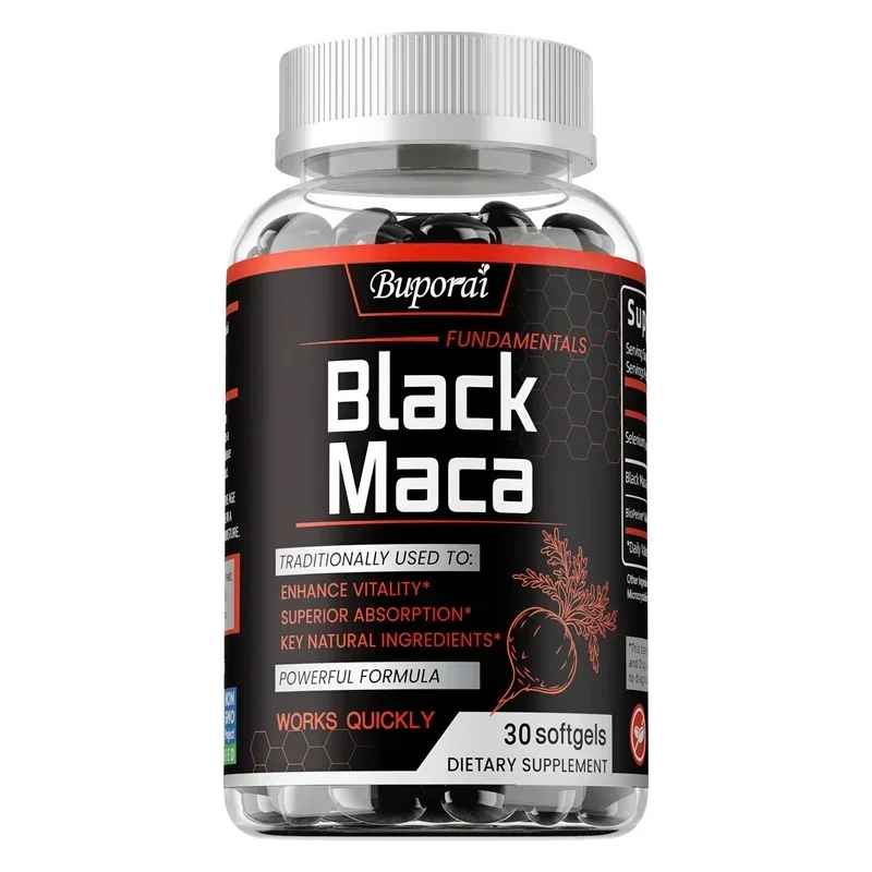 Buporai  Black Maca Root Capsules 1000mg Per Serving With BioPerine & Selenium | 30 60 120