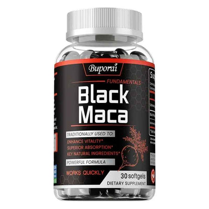 Buporai  Black Maca Root Capsules 1000mg Per Serving With BioPerine & Selenium | 30 60 120