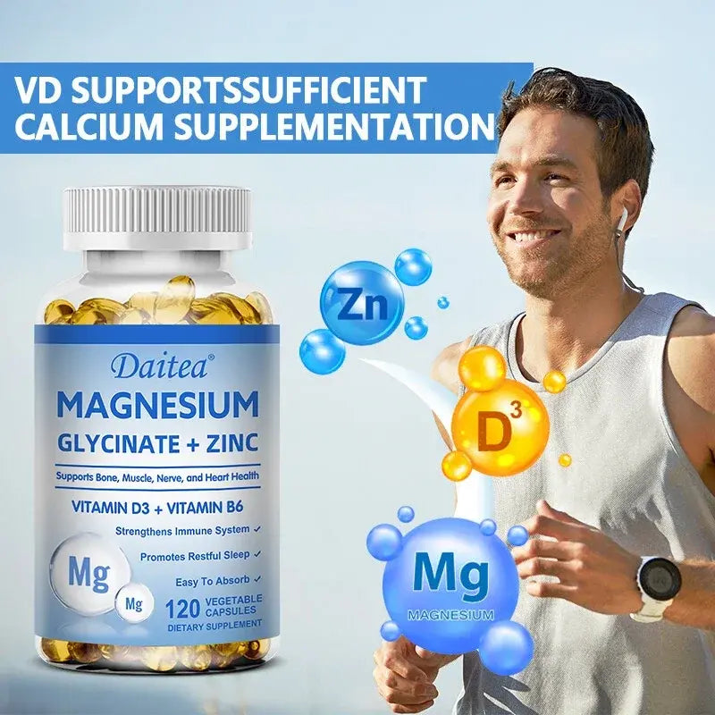 Daitea Magnesium Zinc & Vitamin D3 - Triple Supplement for Men and Women | 30 60 120