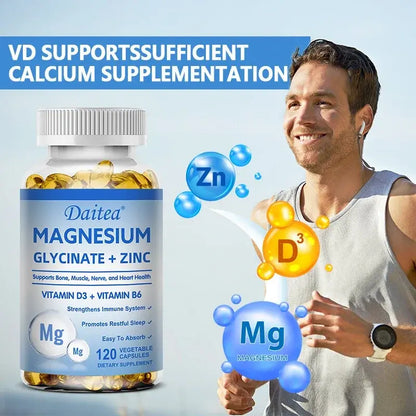 Daitea Magnesium Zinc & Vitamin D3 - Triple Supplement for Men and Women | 30 60 120