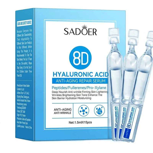 SADOER 8D Hyaluronic Acid Hydrating Serum Ampoules  Deep Moisturizing Facial Serum | 15 Ampoules