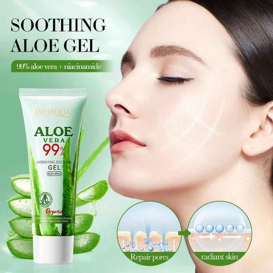 Bioaqua Aloe Vera Gel Is Suitable for Face and Body, Hydrating and Moisturizing, Repairing Sunburn, Suitable for Sensitive Skin, and Acne Care