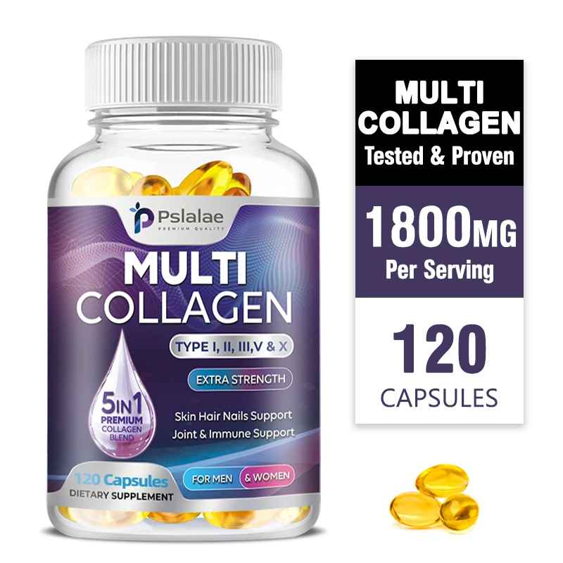 Pslalae Multiple Collagen Complex - Types I, II, III, V, and X - Hair, Skin, Nail | 30 60 120
