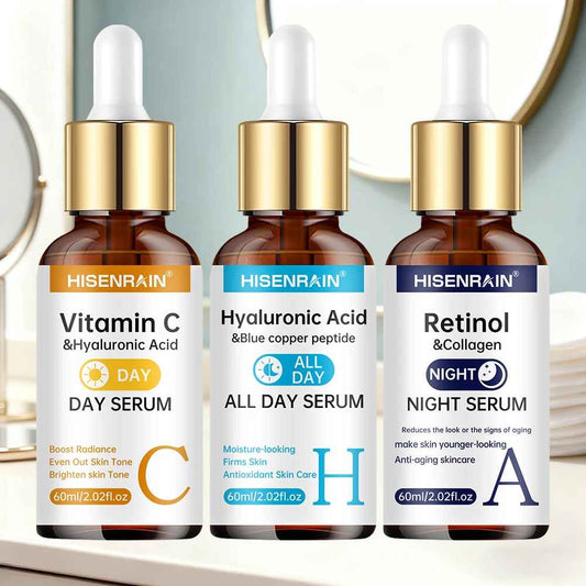 HISENRAIN Vitamin C + Retinol + Hyaluronic Acid Serum Duo | Anti-Aging Brightening & Hydration Combo | For All Skin Type