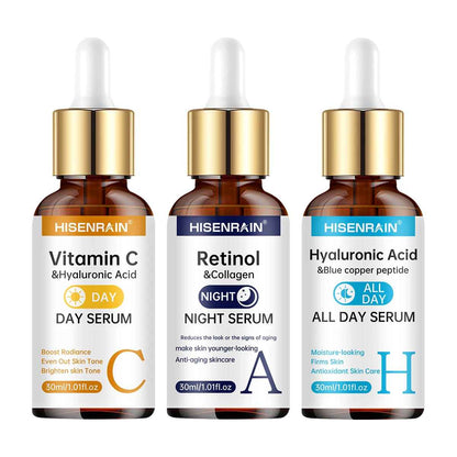 HISENRAIN Vitamin C + Retinol + Hyaluronic Acid Serum Duo | Anti-Aging Brightening & Hydration Combo | For All Skin Type