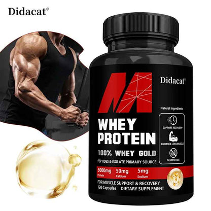 Didacat Whey Protein Capsules, 5000mg Protein, Non-GMO & Gluten Free | 30 60 120
