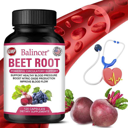 Balincer Organic Beetroot Capsules | Beetroot Powder Extract & Black Pepper Plant-Based Supplement | 30 60 120
