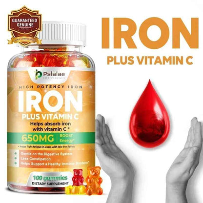Pslalae Iron Supplement 650mg with Vitamin C | 30 60 100
