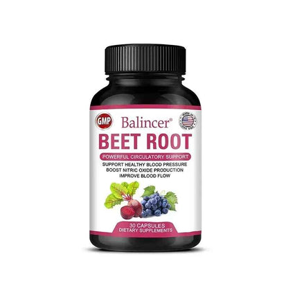 Balincer Organic Beetroot Capsules | Beetroot Powder Extract & Black Pepper Plant-Based Supplement | 30 60 120
