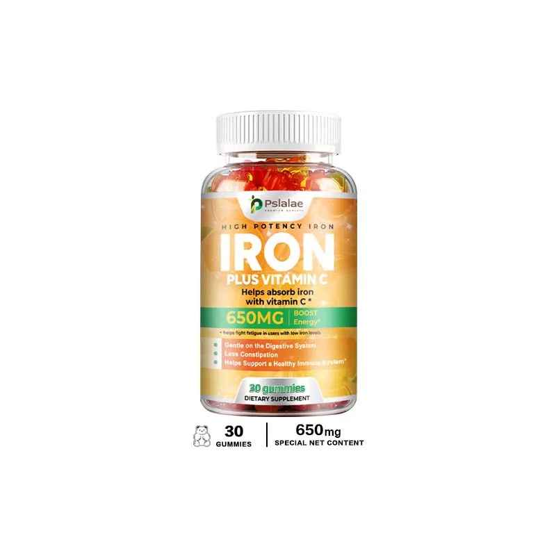 Pslalae Iron Supplement 650mg with Vitamin C | 30 60 100