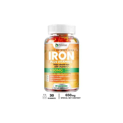 Pslalae Iron Supplement 650mg with Vitamin C | 30 60 100