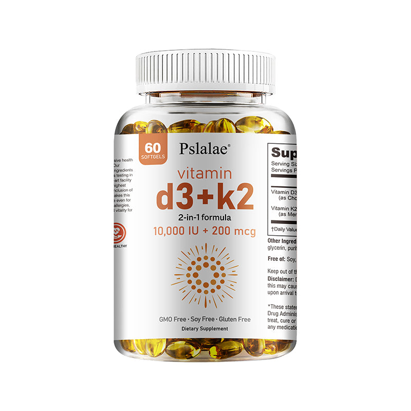 Pslalae Vitamin D3 10000 IU with K2 200 Mcg - 2 in 1 | 60 120