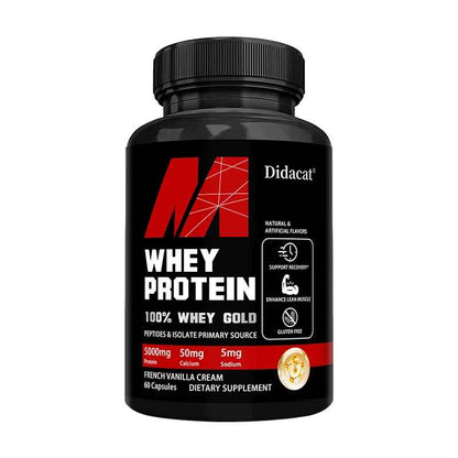 Didacat Whey Protein Capsules, 5000mg Protein, Non-GMO & Gluten Free | 30 60 120