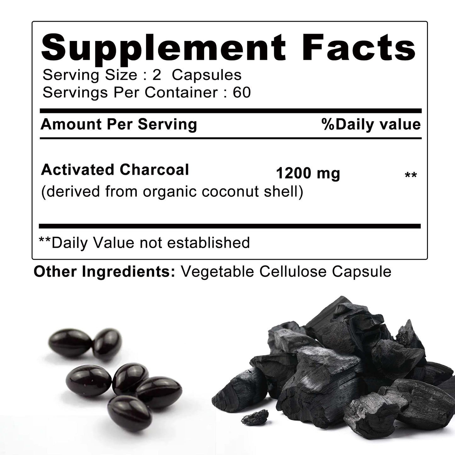 Pslalae Activated Charcoal Capsules – Plant-Based Supplement | 30 60 120