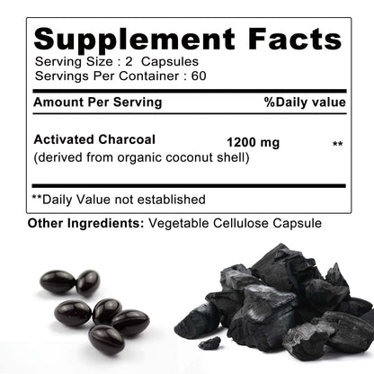 Pslalae Activated Charcoal Capsules – Plant-Based Supplement | 30 60 120