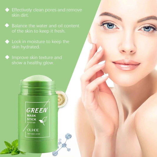 Ouhoe Green Tea Clay Stick For Face Green Mask Stick Smear Acne Shrink Blackhead Green Tea Extract Facial Mask Pore Cleansing