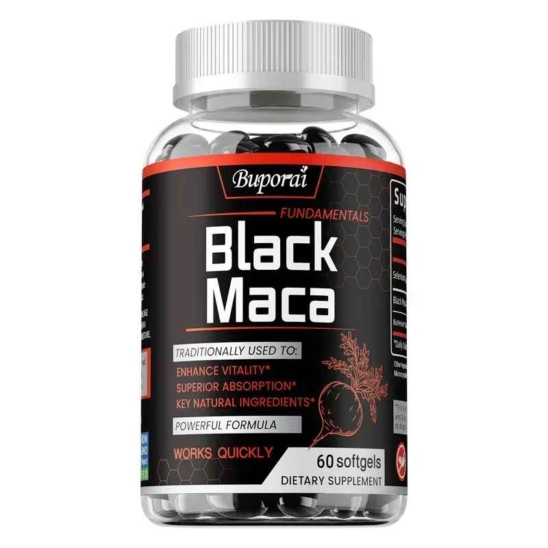 Buporai  Black Maca Root Capsules 1000mg Per Serving With BioPerine & Selenium | 30 60 120
