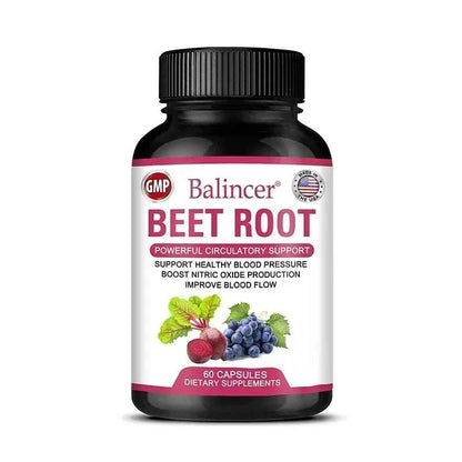 Balincer Organic Beetroot Capsules | Beetroot Powder Extract & Black Pepper Plant-Based Supplement | 30 60 120