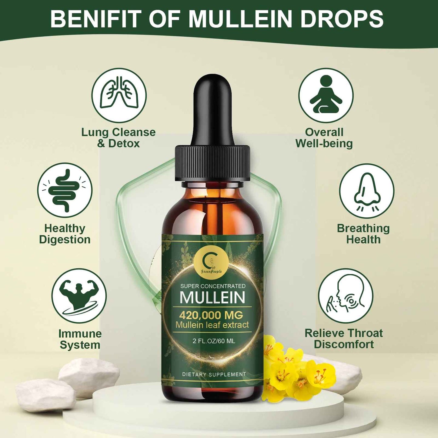 Green People Mullein Leaf Liquid Extract | Herbal Drops | Plant-Based Formula