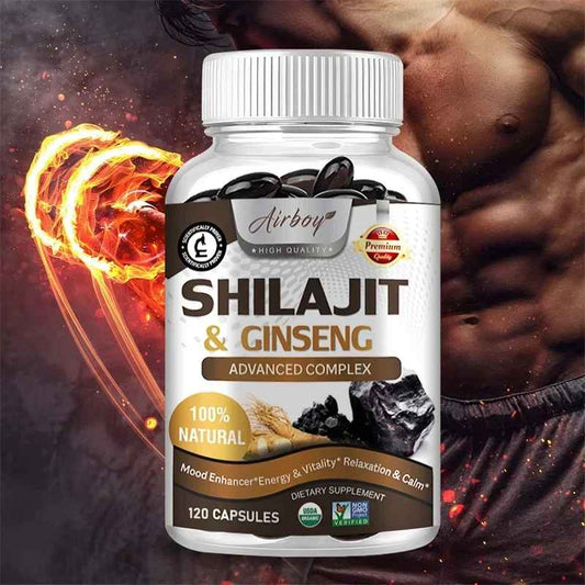 Airboy Shilajit & Korean Red Ginseng Capsules Daily Dietary Supplement | 30 60 120
