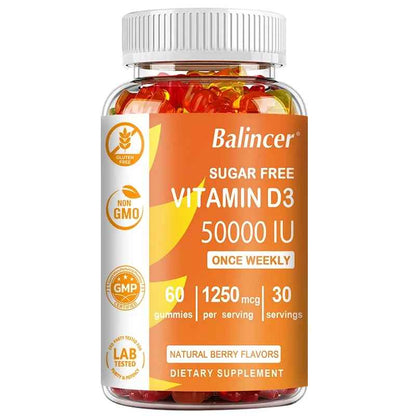Balincer Vitamin D3 Gummies | Daily Dietary Supplement | Natural Fruit Flavor | 30 60
