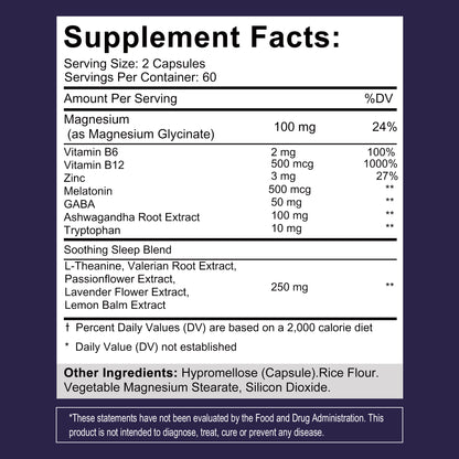 Pslalae Melatonin Complex – With L-Theanine, Tryptophan & Ashwagandha | 120