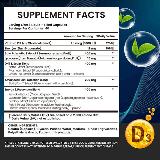 Pslalae Men’s Daily Wellness Supplement – Saw Palmetto & Biotin