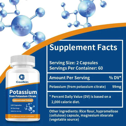 Coolkin Potassium Citrate Capsules – Mineral Dietary Supplement | 30 60 120