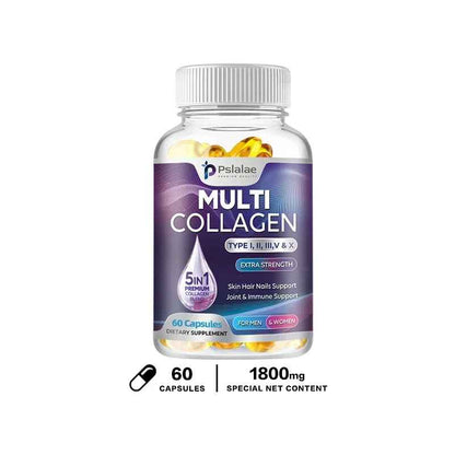 Pslalae Multiple Collagen Complex - Types I, II, III, V, and X - Hair, Skin, Nail | 30 60 120