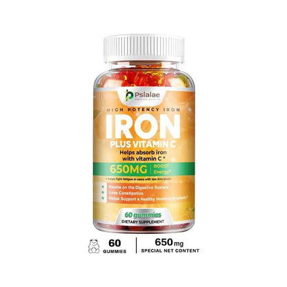 Pslalae Iron Supplement 650mg with Vitamin C | 30 60 100