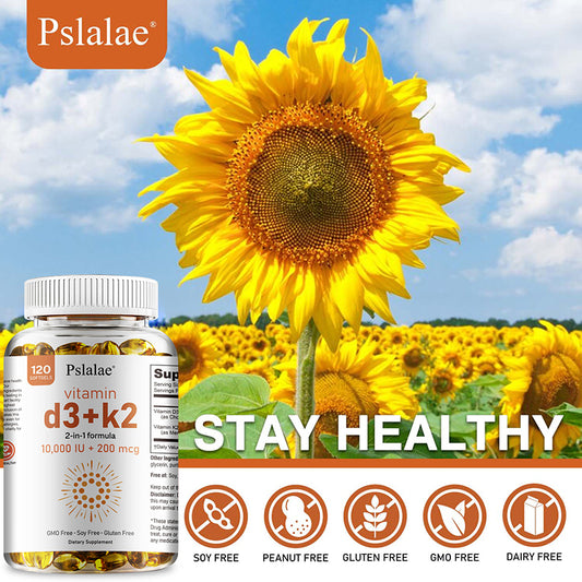 Pslalae Vitamin D3 10000 IU with K2 200 Mcg - 2 in 1 | 60 120