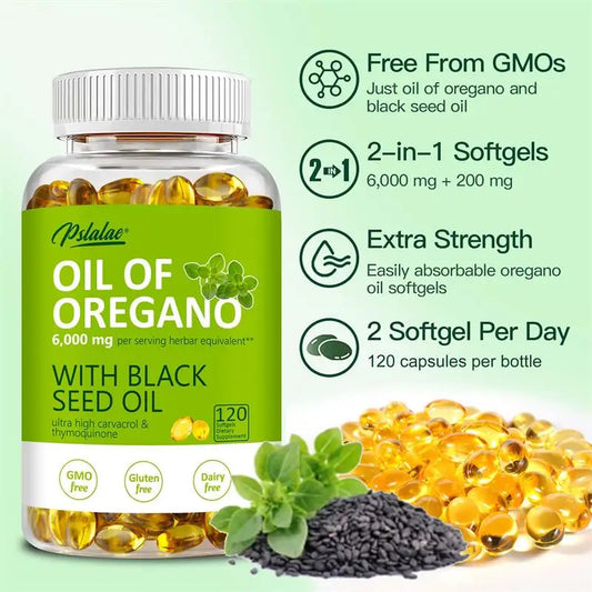 Pslalae Oregano Oil Softgels  Plant-Based Dietary Supplement | 30 60 120