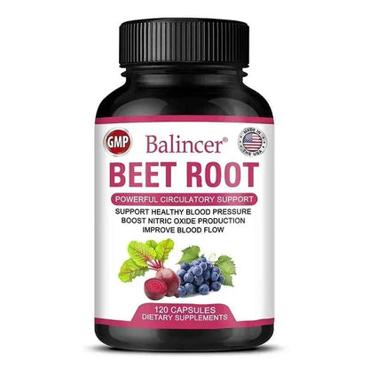 Balincer Organic Beetroot Capsules | Beetroot Powder Extract & Black Pepper Plant-Based Supplement | 30 60 120