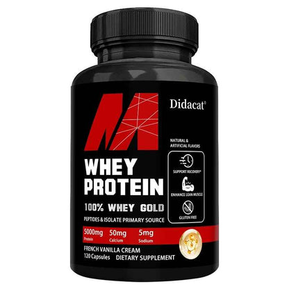 Didacat Whey Protein Capsules, 5000mg Protein, Non-GMO & Gluten Free | 30 60 120