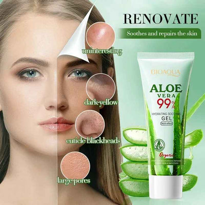 Bioaqua Aloe Vera Gel Is Suitable for Face and Body, Hydrating and Moisturizing, Repairing Sunburn, Suitable for Sensitive Skin, and Acne Care