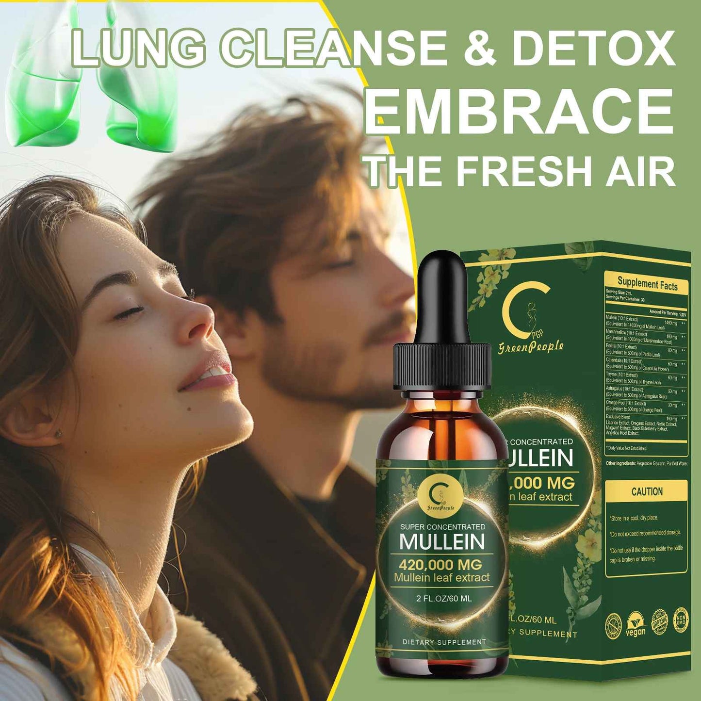 Green People Mullein Leaf Liquid Extract | Herbal Drops | Plant-Based Formula
