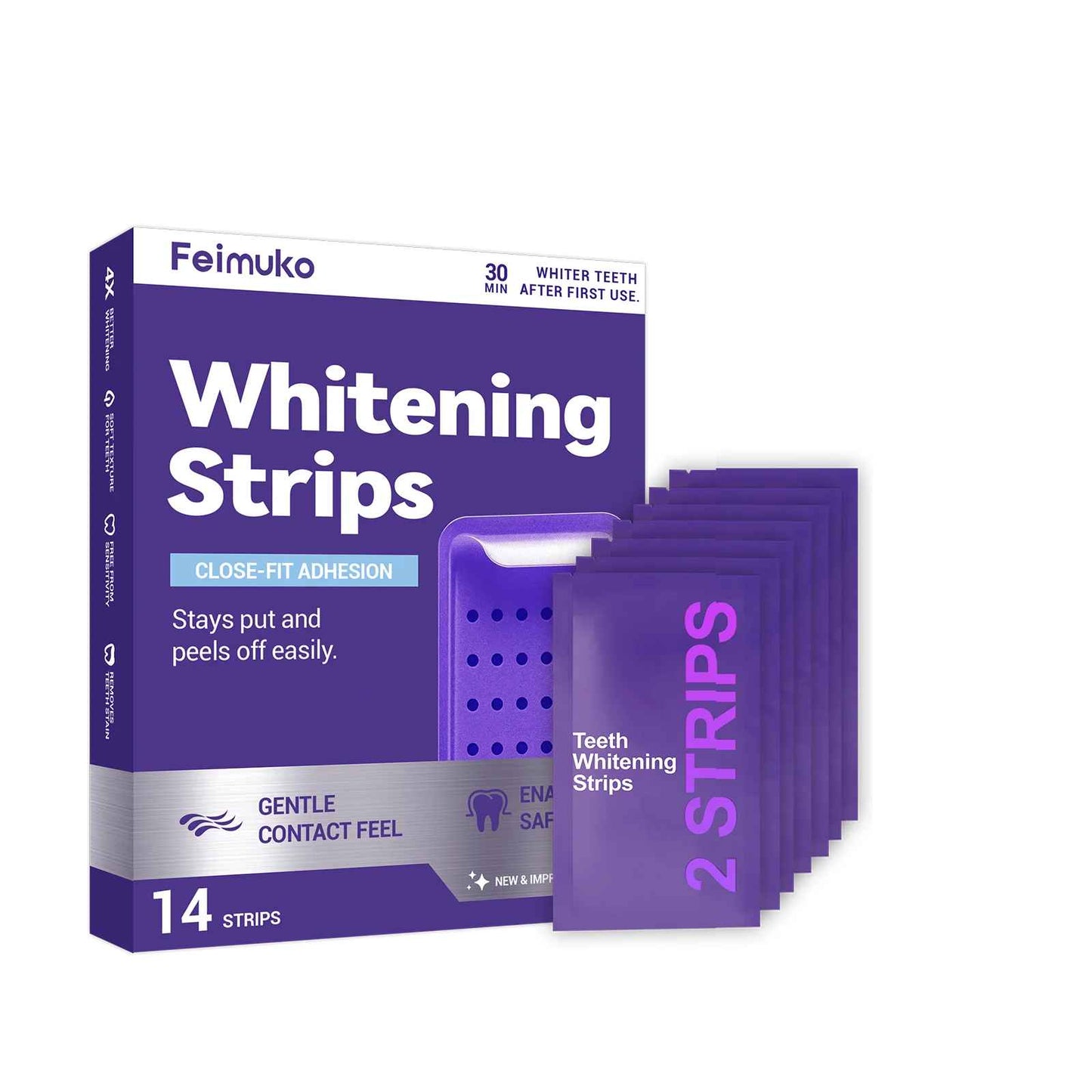 Feimuko Purple Teeth Whitening Strips Enamel-Safe Whitening Strips for a Brighter Smile | 14  42