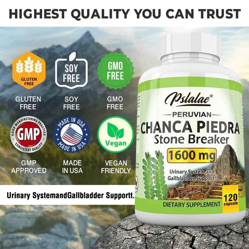 Pslalae Chanca Piedra Capsules 1600mg Per Serving Herbal Dietary Supplement | 30 60 120