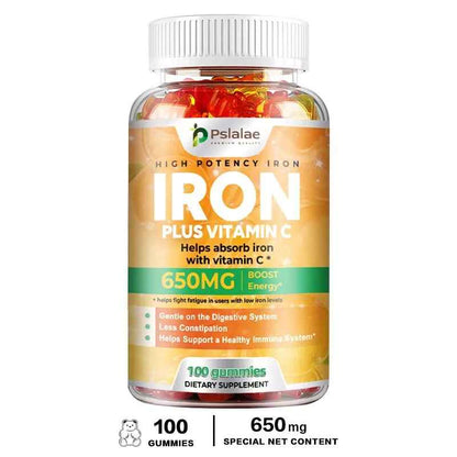 Pslalae Iron Supplement 650mg with Vitamin C | 30 60 100