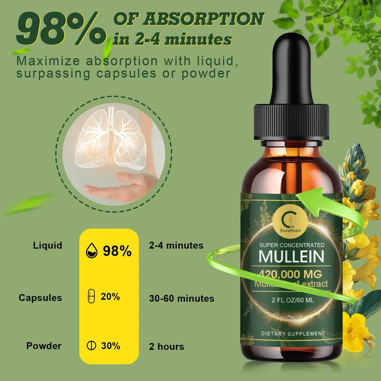 Green People Mullein Leaf Liquid Extract | Herbal Drops | Plant-Based Formula
