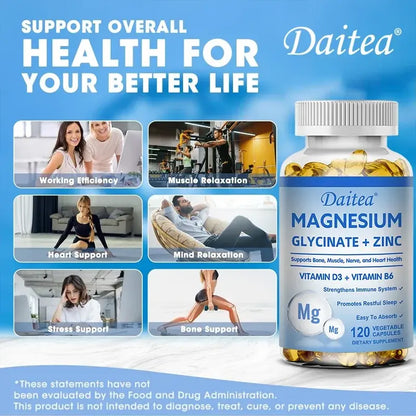 Daitea Magnesium Zinc & Vitamin D3 - Triple Supplement for Men and Women | 30 60 120