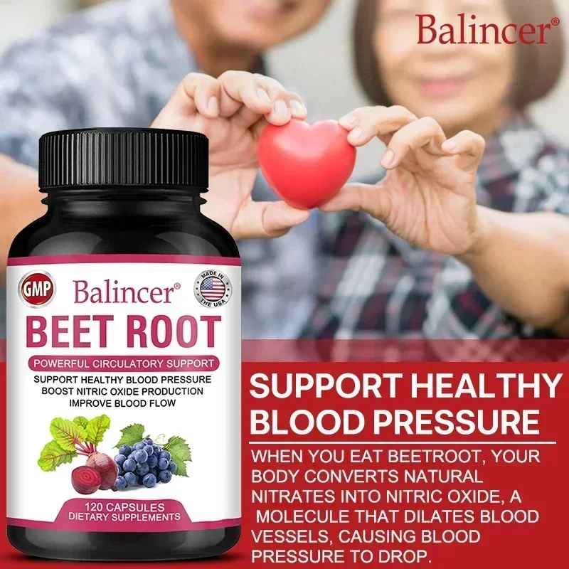 Balincer Organic Beetroot Capsules | Beetroot Powder Extract & Black Pepper Plant-Based Supplement | 30 60 120