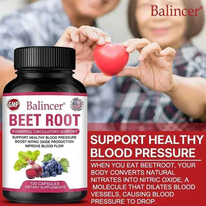 Balincer Organic Beetroot Capsules | Beetroot Powder Extract & Black Pepper Plant-Based Supplement | 30 60 120